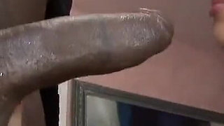 Aliana Love does a striptease waiting for the black cock