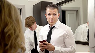 Teen stepsis and bestie fuck mormon stud