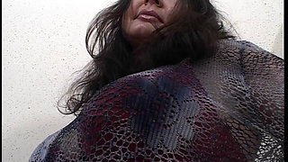 Horny Brunette MILF Fingers and Fucks Herself with Umbrella