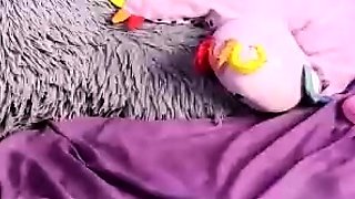 Chubby big tits shemale jerking her big cock