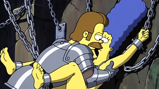 Slut in Chains Takes His Cum. Erotic Fantasy. Cartoon Parody of the Simpsons