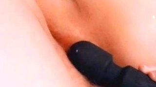 Black slut close up toy double