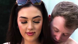 Poolside freeuse fun with hot housewife