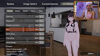 REAL LIFE PUBLIC EXHIBITIONIST PLAYS HENTAI FLASHING GAME: Secret Flasher Sereka-san