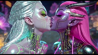 Beautiful Aliens Kiss on Nice Music, Ai Animation