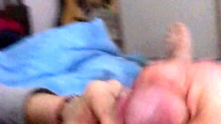 My wife gives me a gorgeous night handjob with a copious cum blast
