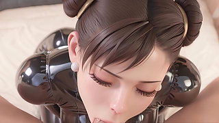 3D Animation : Chun-Li in a Latex Suit Bondage Blowjob & Side Fuck Uncensored Hentai
