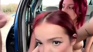 Two Italian sluts share facial after hard outdoor pounding l