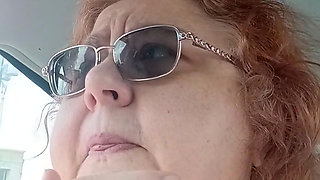 BBW smoking in pink sweater in her car talking to her fans