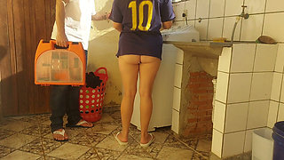 Married Housewife Pays Washing Machine Technician with Her Pussy