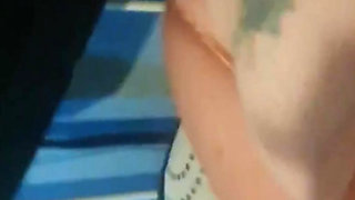 Husband fingers wife's asshole while she rubs her clit