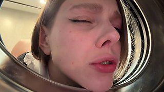 IMAGINE, IM STUCK IN THE WASHING MACHINE! I fucked my stepsister in the machine