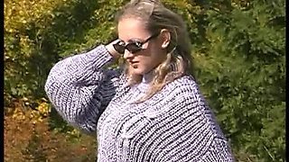 Busty blonde pussy licked and slammed outdoors