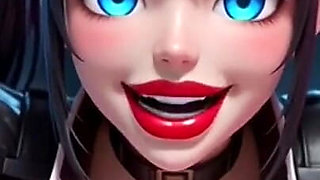 Two Cute Women Working at Cyberpunk Corner, Ai Animation