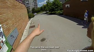 Fucking glasses - casual penis riding outdoors