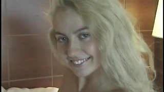 Lusty young babe with small tits sits on a stiff pole reverse cowgirl