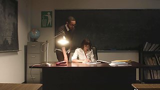 Janice Griffith rides Mickey Mod’s big black cock with passion.