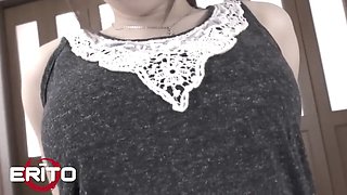 Erito - all-natural hottie masturbates a dick with her legs, then takes a screwing and a creampie