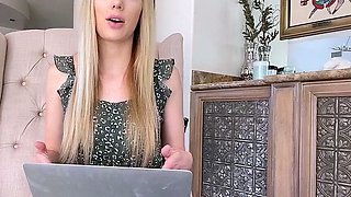 Close up with teen blonde sex doll rubbing her cunt