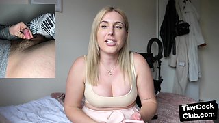 SPH solo large-breasted babe talking dirty about small poor cock