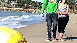 Teen Charlotte fucked in the ass on her first date on the beach