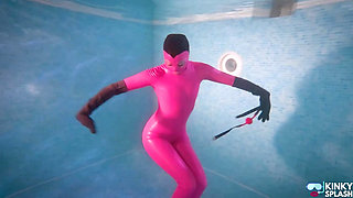 Hooded Latex Slave Weighted Underwater Control