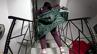 Downjacket Tease, Sweaty Tracksuit Cameltoe and Pussy Slapping