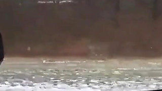 Teen Girl in Plaid Skirt Gets a Ride to School From a Stranger on a Snowy Day