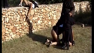 Brunette German Cougar with Naturals Gets Railed in Outdoor Orgy