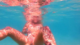 Tiny redhead outdoor masturbation