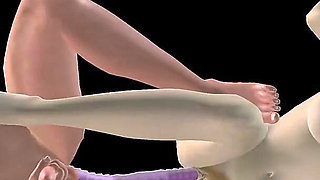 Animated 3D Porn - Beautiful Girl and Asian Man Double Dildo Doggy While Man Stroking