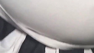Chubby Brunette Girl in Miniskirt Rides Pink Dildo - Hairy Pussy