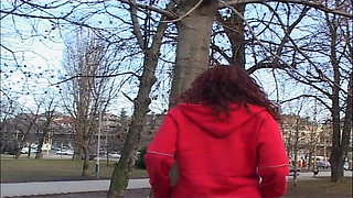 Snowy Exhibitionist Flashes Pussy and Ass in Public