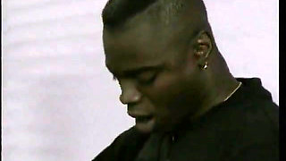 Stunning busty white girl targeted by two blacks in a gym