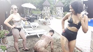 Black Dominatrix Humiliates Pig Slave in Sand - Spitting & Foot Worship BDSM
