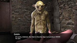 Sexy Redhead Mistress Dominated by Goblin Slave - Big Tits Handjob & Cumshot