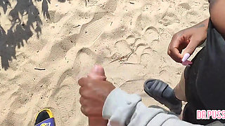 Pregnant Woman Is Abandoned by Her Husband and Masturbates a Stranger on the Beach Without Him Knowing Until She Gets All the Mi