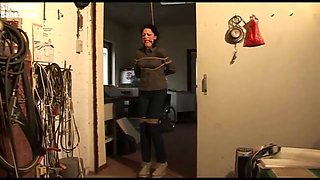 Steffi Dangling on Rope Tightly Ballgagged