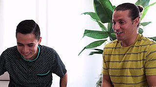 Small tit brunette amateur tugs on a big willie