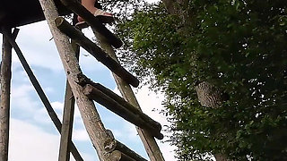 Xxl Pissing From Above in the Forest