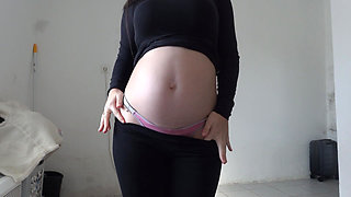 My Pregnant Stepsister Masturbates in the Bathroom and Shows Her Big Ass in Pink Panties