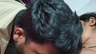 Stepmother's elder stepson is licking mother's breasts with great pleasure - My husband was not at home today, he has