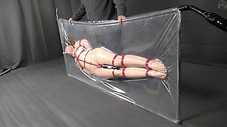 Bound beauty moans vibrator orgasms in sensual bondage air