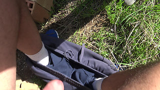 Dirty Slut Wife Lets Perverted Stranger Masturbate on Her Hairy Pussy