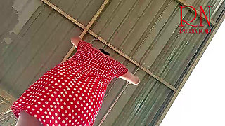 Beutiful lady swinging without panties on a swing outdoors. Slow motion 127 3