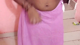 Desi Tamil Slut Wife Renu No Bra Blouse & No Panty Petticoat Saree Tease for Secret Lover! Indianhotwifex