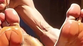 Old Granny Foot Worship - Man Licking Oiled Wrinkled Soles