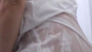 Beautiful Indonesian Girl Plump Ass in the Bathroom While Taking a Shower Again Wearing a Satin Dress