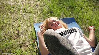 Sexy Russian Girl Smoking Cigarette Relaxed Outdoors