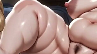 Two SSBBW Lesbian Foot Play - Submissive SSBBW Licks Feet Moaning